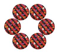 Halloween Zucca Rossa Party Decorazioni di Halloween Tovaglietta Rotonda Resistente al Calore Resistente Al Calore Impermeabile individuales para mesa de comedor Azul 39,1x39,1 cm Set di 6