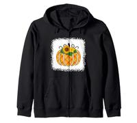 Halloween Zucca sbiancata Arancione e Nero Buffalo Plaid Felpa con Cappuccio
