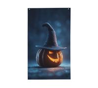 Halloween zucca spettrale con cappello da strega bandiere per la casa, 3 x 1,5 m banner di auguri stagionale con occhielli interni ed esterni feste decorazioni per la casa