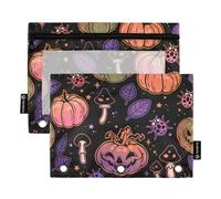 Halloween zucche stelle strega funghi 3 anelli raccoglitori matita caso 2 pz cartelle di file per ufficio esame cerniera cancelleria borsa