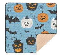 Hallowmas All Saints' Day Pattern Blue Large antiscivolo Baby Play Mat for Floor 1 Piece Pancia Time Activity Mat for Baby Toddler Neonato, 127 x 127 cm