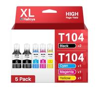 Halloya 104 Compatibili per Epson 104 102 103 Inchiostro Multipack per EcoTank ET-2710 ET-2712 ET-2711 ET-2714 ET-2715 ET-4700 ET-2720 ET-2721 ET-2726 (2 Nero Ciano Magenta Giallo, 5-Pack)