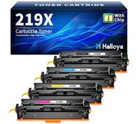 Halloya 219X 219A MFP 3302FDW Toner (Con Chip) Compatibili per HP 219X 219A per Color LaserJet Pro MFP 3302FDW 3302SDW 3302FDN 3302FDNG 3302FDWG 3302SDWG 3202DN 3202DW W2190X Nero Ciano Giallo Magenta