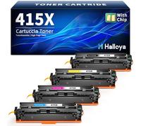 Halloya 415X Toner con chip, compatibile con HP 415A 415X per Color Laserjet Pro MFP M479fdw M479dw M479fdn M479fnw M454dw M479 W2030X W2031X W2032X W2033X (nero, ciano, giallo, magenta, Confezione da