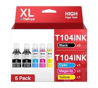 Halloya Compatibili con T104 INK Compatibili per Epson T104 T102 Inchiostro Multipack per EcoTank ET-2710 ET-2712 ET-2711 ET-2714 ET-2715 ET-4700 ET-2720 ET-2721 ET-2726 (2 Nero Ciano Magenta Giallo)