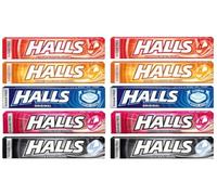 Halls Mints Mix - Mix di gusti alla menta - Fragola | Miele e limone | Originale | Anguria | Extra forte - 10 bustine da 35 g ciascuna