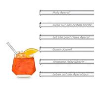 HALM Aperol Spritz Aforismi Bicchiere Cannucce Holy Aperoli 6x 15 cm corto - Edizione Regalo - divertenti Detti incisi incl. Spazzola Cannuccia di vetro