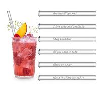 HALM Cannucce di vetro 6 pezzi incisi: Frasi di gatti in inglese "Tutto ciò di cui hai bisogno sono i felini" - Cannucce 20cm - Idea regalo per amanti dei micini - Robusto - Lavabile in lavastoviglie