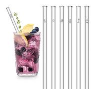 HÅLM Cannucce in vetro - Edizione estiva con incisione - 6 pezzi dritti 20 cm - Cannucce estive - Cannucce in vetro riutilizzabili - incl. spazzola per pulizia senza plastica - Cannucce di vetro.