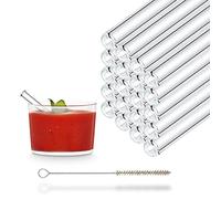 HALM Cannucce in vetro riutilizzabili - 20 pezzi corti dritti 10 cm + spazzola di pulizia senza plastica - Lavabili in lavastoviglie - Sostenibili - Cannucce di vetro per bicchierini