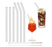 HALM Cannucce in Vetro Riutilizzabili - 6 Pezzi, 2 Misure - Cannucce in Cristallo + Spazzola per Pulizia senza Plastica - Lavabili in Lavastoviglie - Sostenibili Cannucce di Vetro - Cocktail Frullato