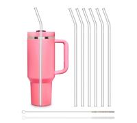 Halm cannucce in vetro riutilizzabili - 6 pezzi curvi 30 cm + spazzola di pulizia senza plastica lavabile in lavastoviglie - sostenibile - cannucce in vetro per bottiglie di bere Limo