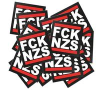 HALM FCK NZS Adesivi 100 Pezzi - 7,4 x 7,4 cm - Sticker Antifascisti in Vinile per Esterni e Interni, Impermeabili e Resistenti ai Raggi UV, Contro la Destra e il Razzismo - Made in Germany