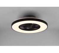 HALMSTADT VENTILATORE E PLAFONIERA LED 38W 4400lm, 2700 - 6500K DIFFUSORE SATINATO CON BORDO NERO CON TELECOMANDO MULTIFUNZIONE DIMMEREABILE D.58CM