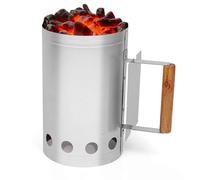 HALNYHYFD Avviatore a carbonella, piccolo camino con manico in legno per barbecue a carbonella e barbecue, camino a carbone per accendere rapidamente il fuoco del barbecue