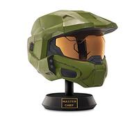 Halo Casco Master Chief Deluxe con supporto - Luci LED su ogni lato - Combattimento colore danneggiato - Taglia unica - Costruisci il tuo universo