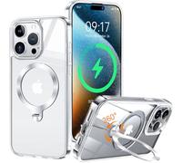 HaloArt 360° Girevole Supporto Magnetica Cover per iPhone 15 Pro Max [Stabile CD Anello Supporto per MagSafe] [N.1 Potenza Magnetica & Protezione Militare] Custodia Antiurto Sottile, Trasparente