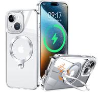 HaloArt 360° Girevole Supporto Magnetica Cover per iPhone 15 [Stabile CD Anello Supporto per MagSafe] [N.1 Potenza Magnetica & Protezione Militare] Custodia Protettiva Antiurto Sottile, Trasparente