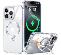 HaloArt 360° Girevole Supporto Magnetica Cover per iPhone 16 Pro [Stabile CD Anello Supporto per MagSafe] [N.1 Potenza Magnetica & Protezione Militare] Custodia Protettiva Antiurto Sottile,Trasparente