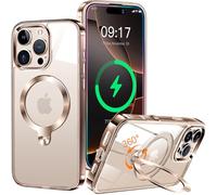 HaloArt 360° Girevole Supporto Magnetica Cover per iPhone 16 Pro [Stabile CD Anello Supporto per MagSafe] [N.1 Potenza Magnetica & Protezione Militare]Cover Protettiva Antiurto Sottile,Titanio sabbia