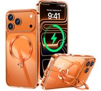 HaloArt 360° Girevole Supporto Magnetica Cover per iPhone 17 Pro [Stabile CD Anello Supporto per MagSafe] [N.1 Potenza Magnetica & Protezione Militare] Custodia Protettiva Antiurto Sottile, Arancione