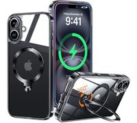 HaloArt 360° Girevole Supporto Magnetica Cover per iPhone 17 [Stabile CD Anello Supporto per MagSafe] [N.1 Potenza Magnetica & Protezione Militare] Custodia Protettiva Antiurto Sottile, Nero