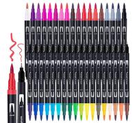 Halobios Brush Pen Lettering, 36 Colori Pennarelli Doppia Punta Fine 0,4 mm e 1-2mm Punta Pennello, Pennarelli Con Punta a Pennello Professionali per Adulti Bambini Colorare Disegnare Calligrafia