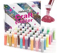 Halobios Set di 48 colori glitterati con scatole regalo, polvere glitter extra fine per fai da te, nail art, corpo, capelli, viso, trucco, glitter artigianali per resina epossidica, slime, decorazioni