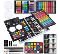 Halobios Set Per Disegno Professionale, 144 Pezzi Pittura Valigetta, Deluxe Mega Scatola In Alluminio Kit Disegno Acquarellabili Pennarelli, Pastelli, Matite HB Ecc