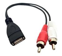 Halokny Cavo adattatore da USB 2.0 A femmina a 2 RCA maschio a Y, splitter audio video AV composito, 20 cm (USB F/2RCA M)