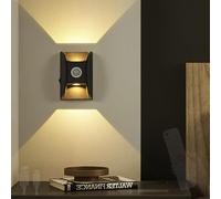 HALOPNCT Lampade a Parete Sensore di Movimento a LED con Interruttore USB Remoto Ricaricabile Remoto Dimmabile Decorazione Interno in Alluminio per Le Scale Hotel Soggiorno (Nero)