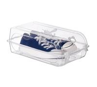 Haloppe Organizzatore di scarpe affidabile Scatola portascarpe con fori di ventilazione Organizzatore in plastica trasparente per riporre in casa salvaspazio Robusta scatola di scarpe Bianco L
