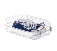 Haloppe Organizzatore di scarpe affidabile Scatola portascarpe con fori di ventilazione Organizzatore in plastica trasparente per riporre in casa salvaspazio Robusta scatola di scarpe Blu L