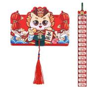 Haloppe Slot per carte creativo busta rossa pieghevole con adorabile drago cartone animato fortunato benedizione modelli mini borsa per Capodanno cinese Festival di primavera moneta di carta rossa D