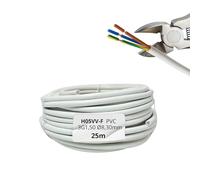 HALOTEC | Cavo Elettrico Rotondo PVC 25m 3G1,5mm² Bianco | H05VV-F 3 Conduttori Rame Classe 5 Flessibile | Per Lampade, Elettrodomestici, Ufficio, Impianti 300/500V | Alta Resistenza e Durata
