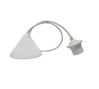 HALOTEC | Pendente E27 Bianco | Rosone Conico per Lampade con Attacco E27 | Cavo 80cm | Con Fermo e Anello per Sostegno Paralume | Fabbricazione Italiana