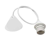 HALOTEC | Pendente E27 Bianco | Rosone Conico per Lampade con Attacco E27 | Cavo Tessile 80cm | Anello di Fissaggio per Paralume | Made in Italia