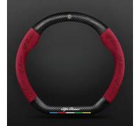 HALOUJQK Coprivolante per Auto in Pelle per Alfa Romeo Giulietta, Copri Volante per Auto, Antiscivolo Traspirante Durevole, Protezione Custodia Volante Auto,Red