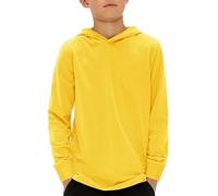 Haloumoning Felpa con cappuccio a maniche lunghe, tinta unita, per bambini, vestibilità normale, basic con cappuccio, 5-14 anni, giallo., 9-10 Jahre