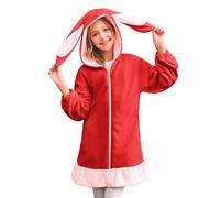 Haloumoning Felpa con cappuccio da ragazza in pile con cerniera e 2 tasche, Colore: rosso, 10-12 Jahre