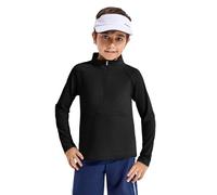 Haloumoning Felpa da ragazzo con zip a un quarto a maniche lunghe, pullover atletico per bambini da 5 a 14 anni, nero, 5-6 Anni