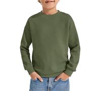 Haloumoning Felpe per ragazzi con texture geometrica alla moda girocollo a maniche lunghe pullover camicie 5-14 anni, Verde militare, 9-10 anni