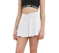 Haloumoning Gonna da Tennis da Bambina Con Tasche, Pantaloni Interni, da Ballo, da Golf, Sportiva Piegata, per Bambini, a Vita Alta, Estiva, Bianco, 4-6 Anni