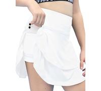 Haloumoning Gonna estiva da tennis, per bambini, gonna a pieghe, per sport, skater, gonna, linea ad A, a strati, con volant, bianco, 6-7 Anni