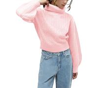 Haloumoning Maglione da ragazza a collo alto a maniche lunghe, maglione a maglia largo casual, top per bambini autunno inverno, sweater, Colore: rosa., 6-8 anni