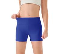 Haloumoning Pantaloncini estivi da ragazza, leggings corti per bambini, tinta unita, a vita alta, per yoga, danza, palestra, leggings sportivi sotto la gonna, pantaloni corti 5-14 anni, Blu, 9-10 Anni