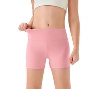 Haloumoning Pantaloncini estivi da ragazza, leggings corti per bambini, tinta unita, a vita alta, per yoga, danza, palestra, leggings sportivi sotto la gonna, pantaloni corti 5-14 anni, Colore: rosa