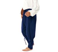 Haloumoning Pantaloni medievali per bambini, con lacci, per cosplay, per il tempo libero, Blu scuro, 3-4 Anni