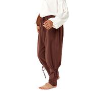 Haloumoning Pantaloni medievali per bambini, con lacci, per cosplay, per il tempo libero, marrone, 3-4 Anni