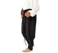 Haloumoning Pantaloni medievali per bambini, con lacci, per cosplay, per il tempo libero, Nero , 10-12 Anni